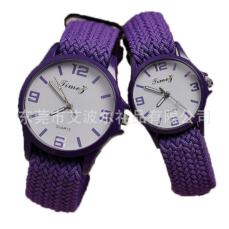 编织带手表,复古石英手表,合金防水表,手工编制表