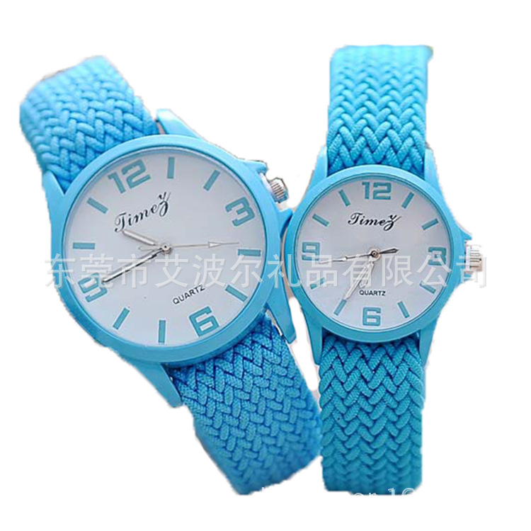 编织带手表，复古石英手表，合金防水表，手工编制表