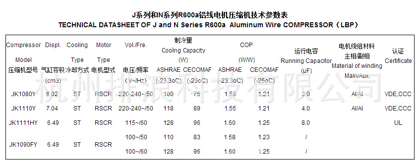 jm1080y加西贝拉r600a冰箱冰柜陈列柜制冷压缩机冷量100w质保1年