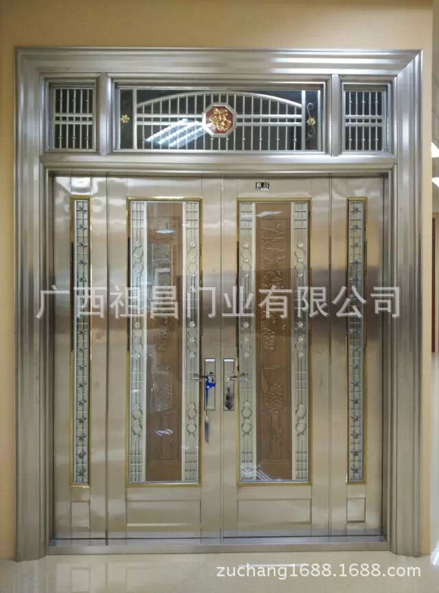 厂家出售 祖昌门业不锈钢对开门系列 免漆不锈钢双开工艺门