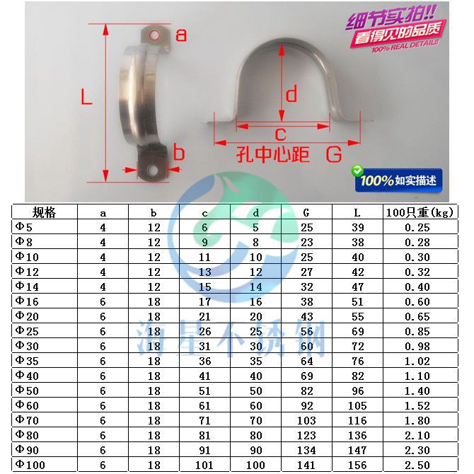 正宗管卡 管夹 线卡 骑马卡 5mm 304不锈钢u型管卡优质厂价直销