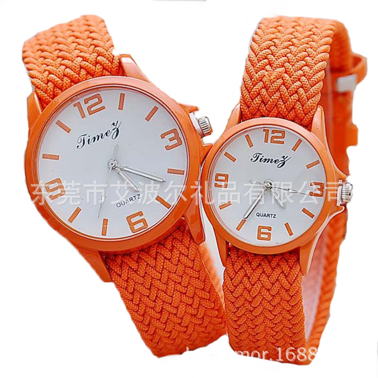 编织带手表，复古石英手表，合金防水表，手工编制表