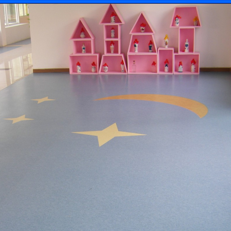 广州幼儿园专用地胶 环保弹性防滑卡通单色pvc塑胶卷材地板