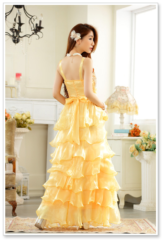 the fat Extra large Women's wear Plus Size Fattening evening party Ruffles camisole longuette Evening dress Dress 9725