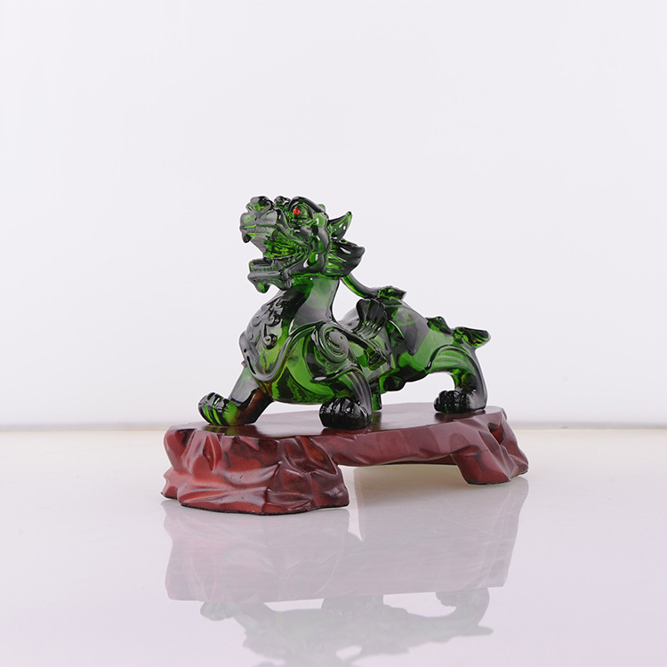 琉璃绿小号纳福辟邪(公母)树脂工艺品摆件招财辟邪貔貅树脂摆件