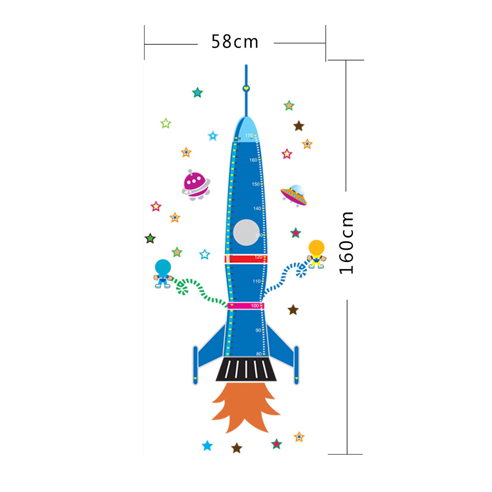 zy9028新款卡通火箭儿童房卧室外贸墙贴纸批发防水可移除
