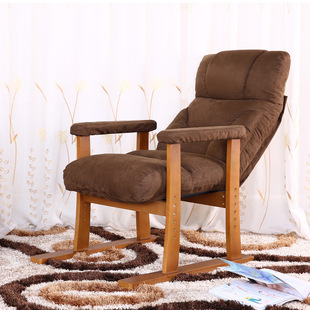 日式懒人沙发椅午休单人沙发 实木休闲躺椅 电脑椅可折叠老人椅