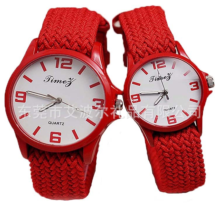 编织带手表,复古石英手表,合金防水表,手工编制表