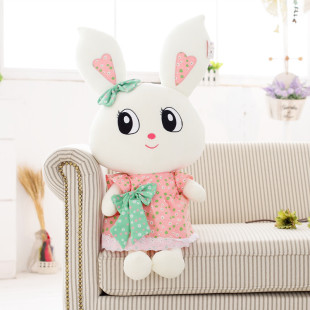 厂家直销 碎花裙子大眼小白兔公仔 兔子毛绒玩具 儿童布娃娃抱枕