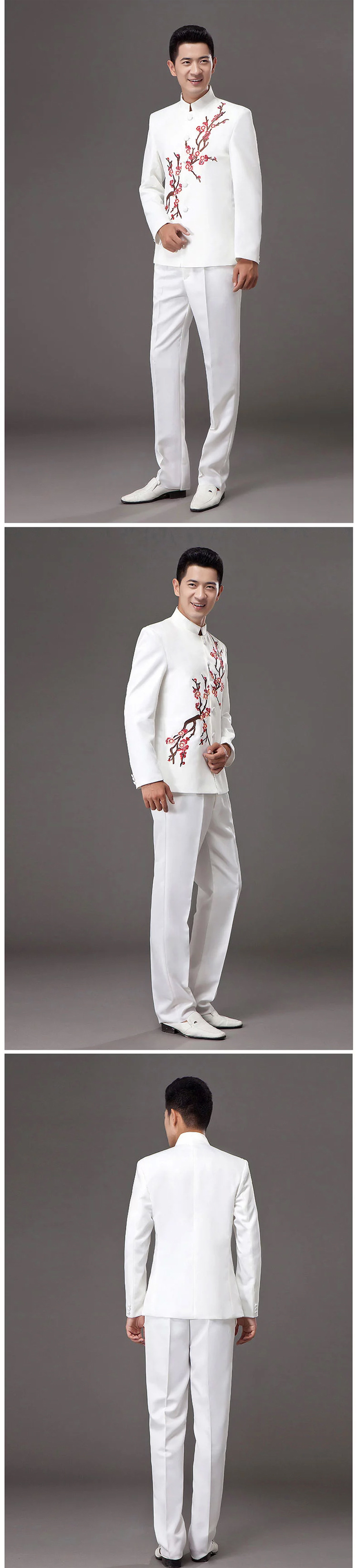 素壹品记/改良绣梅花中山装/民国五四青年学生服装/合唱服装