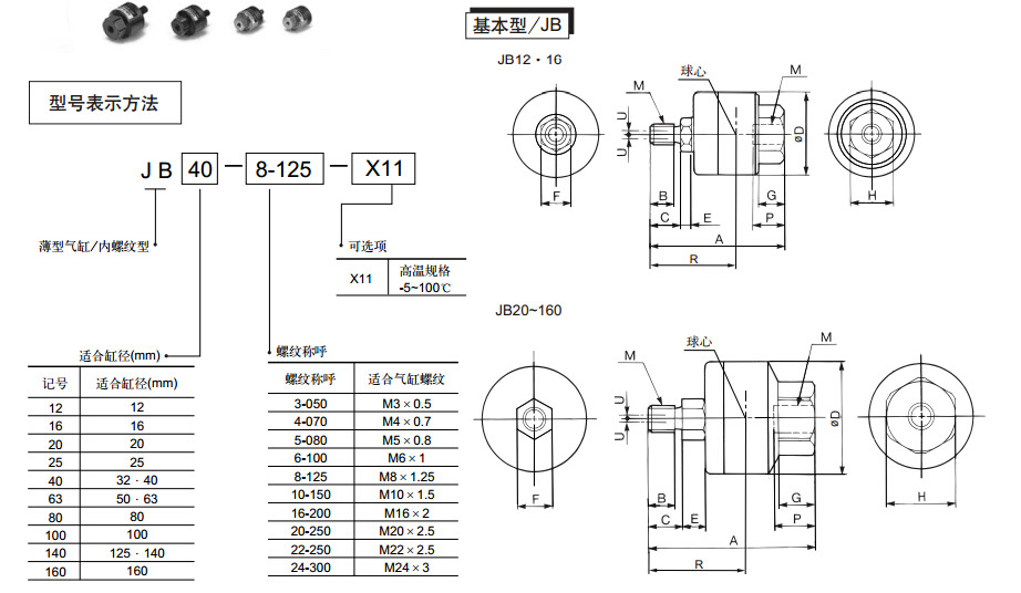 c浮动接头 薄型气缸专用 jb16-4-070