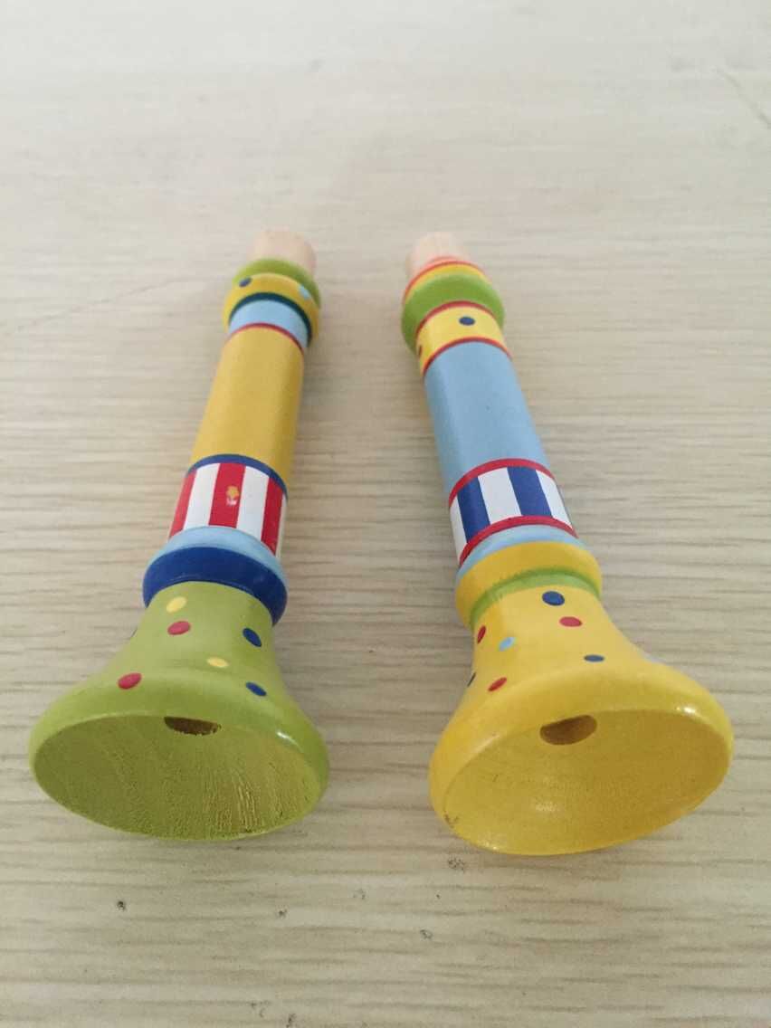 木制儿童小喇叭 木质口哨吹奏乐器玩具 助威玩具 婴幼儿益智早教