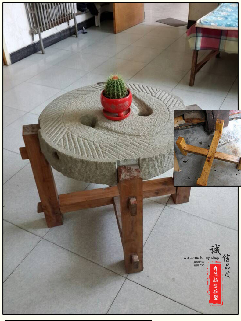 仿古老石磨石磨盘石磨茶桌青石磨盘 石雕桌子定做 厂家特价批发