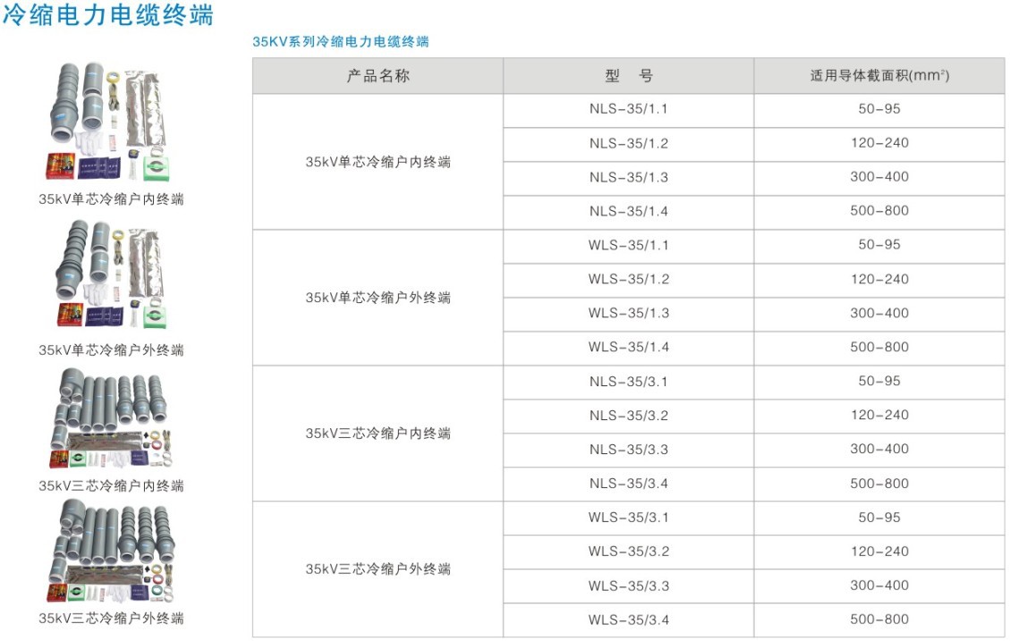 扎西优质供应 35kv冷缩户外终端wls-35-3.2适用电缆截面120-240mm