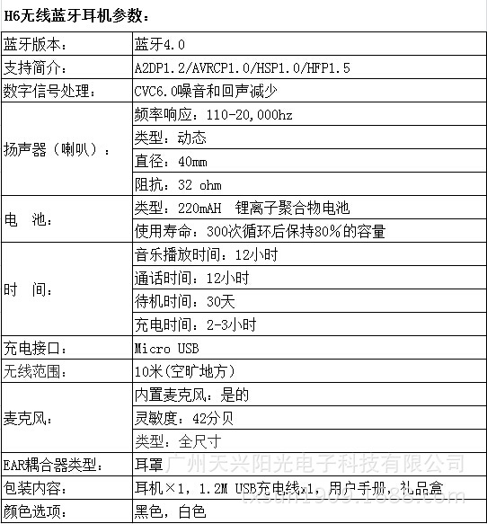 厂家直销h6无线蓝牙耳机 头戴式高音质蓝牙耳机