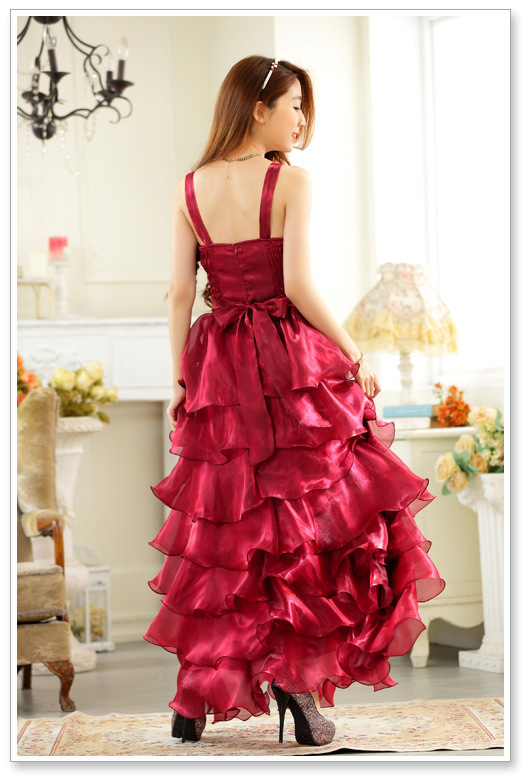 the fat Extra large Women's wear Plus Size Fattening evening party Ruffles camisole longuette Evening dress Dress 9725