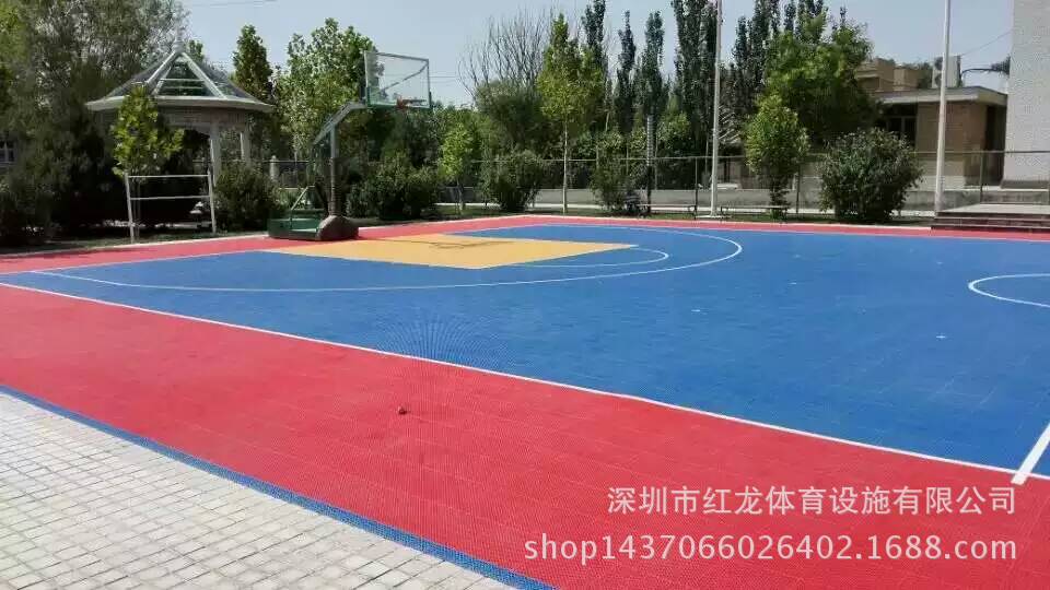 英利奥篮球网球幼儿园悬浮式拼装 塑胶地板 运动场地板 红龙体育