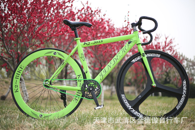 3刀一体轮真死飞自行车整车倒骑前镁合金一体轮3刀后60刀圈自行车