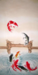 鲤鱼跳龙门四尺竖幅中国画花鸟画鲤鱼图客厅卧室字画批发年年有余