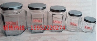 厂家直销380ml六棱玻璃蜂蜜瓶 高白料酱菜瓶 果酱瓶 蜂蜜玻璃瓶
