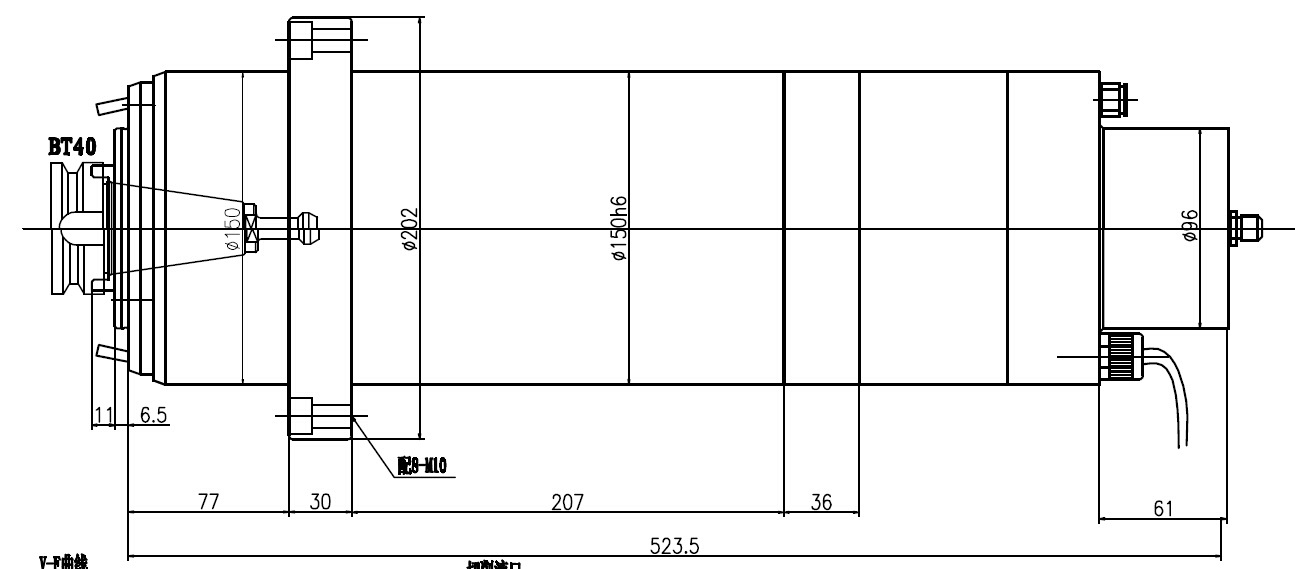 模具雕铣加工中心换刀电主轴7.5kw,bt40