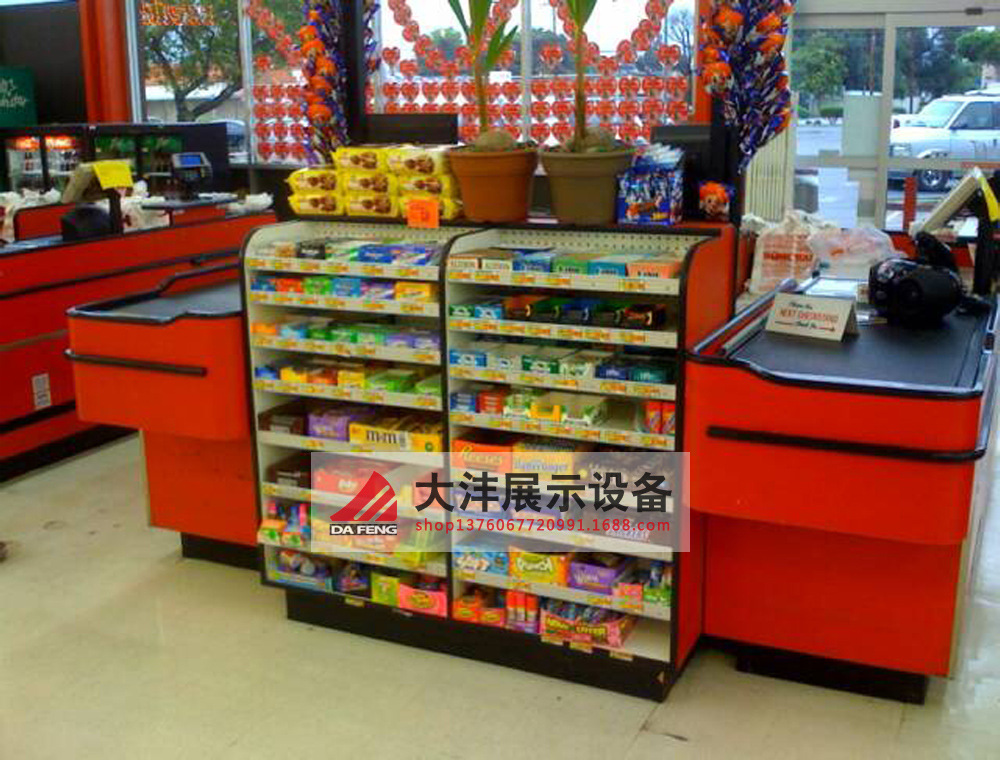 推荐热销精品超市货架展柜进口精品超市收银台