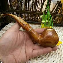 海黃紅木煙斗老式同料過濾煙鍋彎式 海南黃花梨煙斗煙具男士