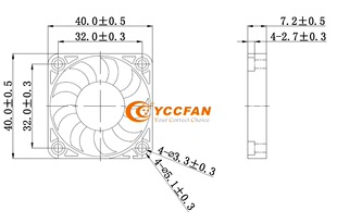 4007  40x40x7mm  5v 12vL 4cmL