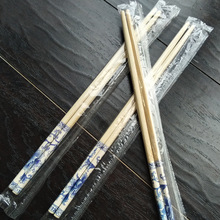源頭批發opp一次性獨立包竹筷子24cm*6竹青花瓷紅花酒店筷單雙