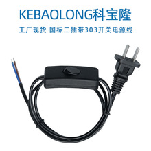 科寶隆303開關扁插電源線國標3C二插尾部剝皮上錫純銅兩芯插頭