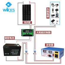 非洲小型太陽能離網發電系統300W儲能電池光伏供電組家用照明500W