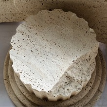 Limestone天然米白黃洞石灰華茶幾咖啡桌大理石破爛不規則萊姆石