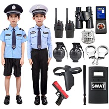 兒童小警察短袖套裝長袖警官衣服玩具服裝軍裝女童警長交警演出服