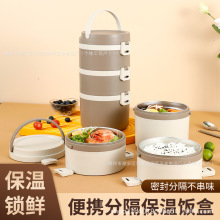 304不銹鋼保溫飯盒餐具上班族便攜便當盒可微波爐加熱餐盒圓形