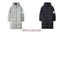 TB女士冬季長款連帽羽絨服外套休閑百搭男女同款四杠長款羽絨服