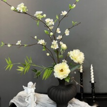 高仿真花 迎春 連翹樣板房裝飾餐桌落地大枝拍攝道具假花餐桌中式