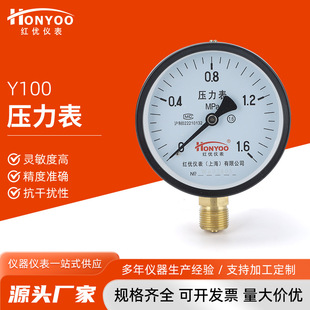 Y100壓力表水壓保護壓力表氣壓地暖立式氣壓表紅優儀表