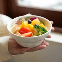 ins奶油風高顏值陶瓷飯碗家用斗笠碗早餐碗燕麥酸奶碗水果沙拉碗