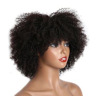 Human Hair Afro Kinky Curly Wig Full MachineޙCƾlٰl