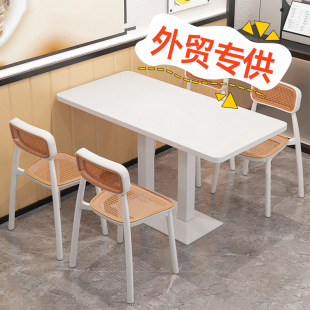 商用快餐店餐桌椅火鍋店燒烤店餐桌餐椅餐廳桌椅子長方形桌椅組合