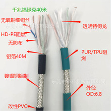 千兆高柔工業拖鏈網線4*2*26awgCAT 6A每對包無防布綠色TPU/PUR