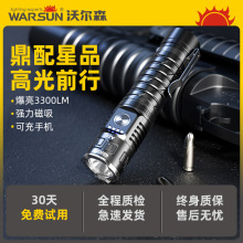 沃爾森廠家A23強光手電筒變焦遠射超亮可充電便攜戶外照明應急燈