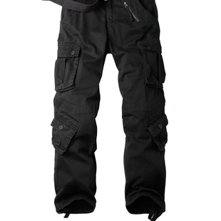 Men's Casual Cargo Pants Baggy Camo Work Trousers with 8 Poc