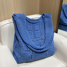 針織包包女春夏手拎包復古網眼鏤空簡約編織包包女生單肩包bags包