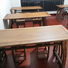 供應實木國學桌書法書畫桌學習桌馬鞍桌 中式雙人學生桌榆木書桌
