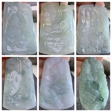 緬甸翡翠a貨冰種御龍觀音度母龍牌山水關公財神招財吊墜正品珠寶