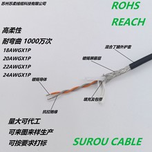 美標屏蔽線高柔雙絞UL認證 24AWG 2芯4芯6芯8芯 護套線纜材質環保