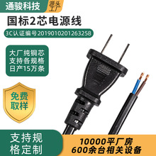 國標兩插電源線CCC安規認證剝皮上錫H03VV-F(RVV)中規二芯插頭線