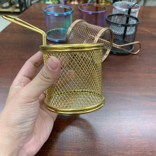 不銹鋼油炸藍圓形炸雞小吃油炸筐金色薯條雞米花炸籃工具撈面網漏