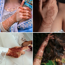 跨境2022亞馬遜棕紅色蕾絲紋身貼紙3D尼泊爾節日婚禮Henna Tattoo